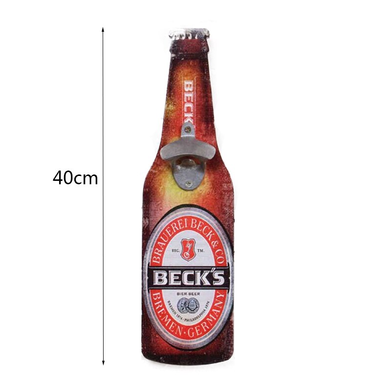20/40cm Wooden Opener Wall Mounted Bottle Opener Beer Shape Wall Hanging Beer Opener Candy Bar Kitchen Tool
