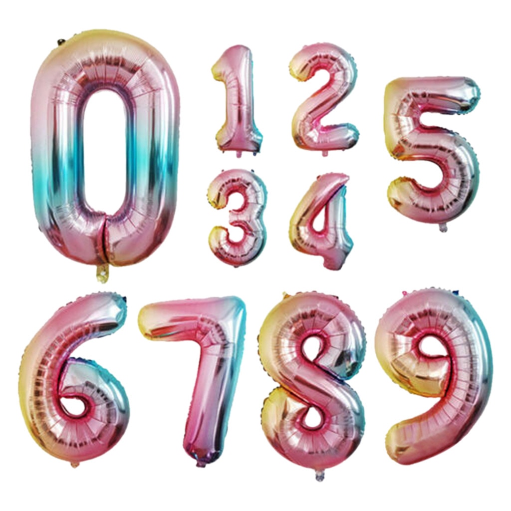 40 Inch Gradient Color Number Foil Balloons Rainbow Digit Birthday Party kids Figure Wedding Balloon Baby Shower 6.1