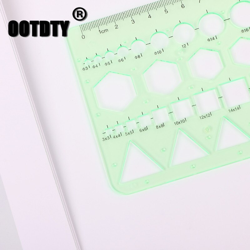 Geometrische Plastic Circles Squares Hexagons Driehoek plantillas letras Sjabloon Heerser Tekening Tool