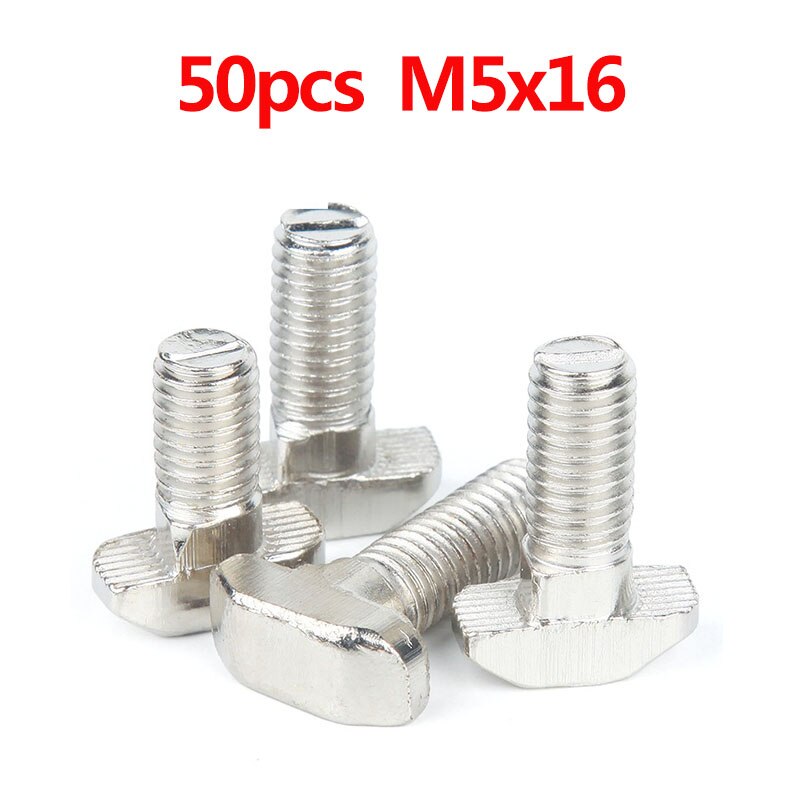 50pcs/lot M5x12 M5x16 M5x20 T Bolt Screws for EU Standard Linear Rail Aluminum Profile,50pcs M5 Hex Flange Nuts Optional: 50pcs M5X16