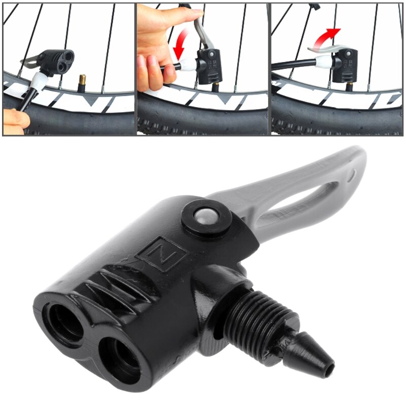 Bike Bicycle Pump Nozzle Valve Connector Adapter Dual Head Pumping Parts Tools W91C