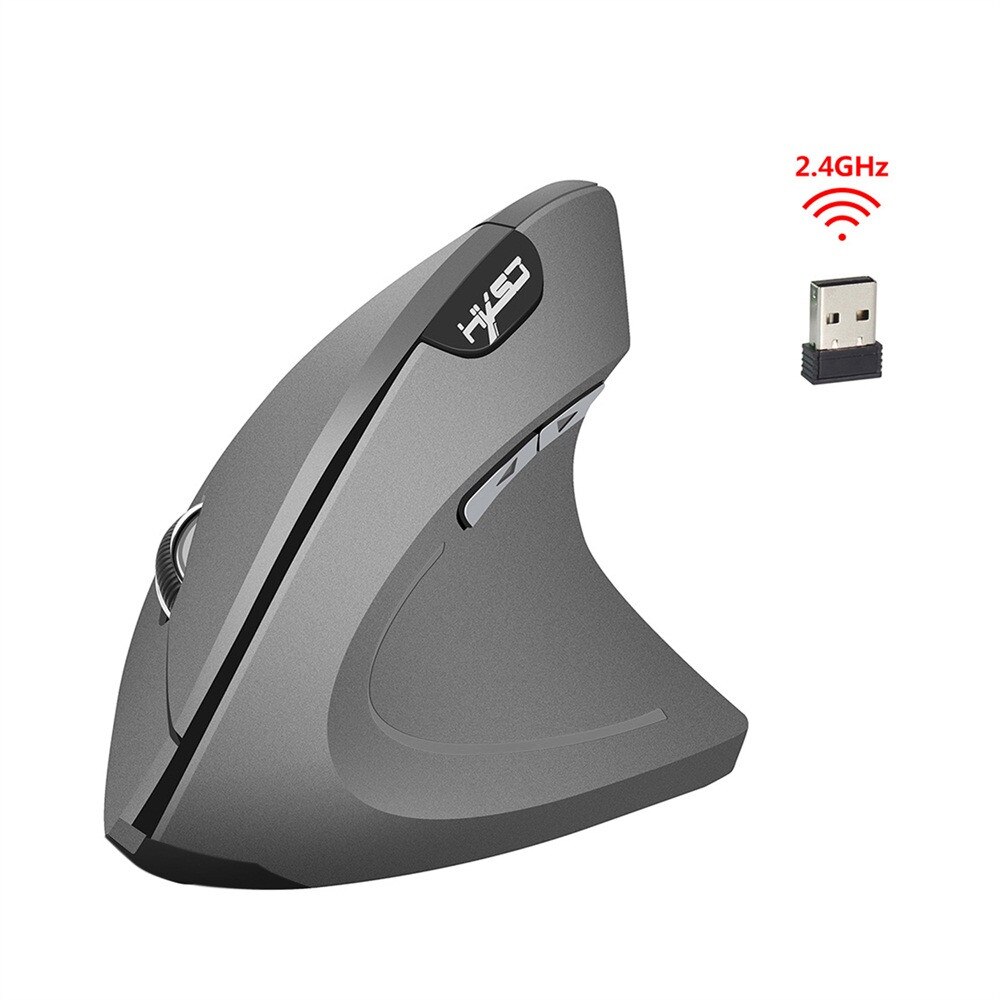 HXSJ T24 Mouse Senza Fili Del Mouse Ottico Ergonomico 2.4G 2400DPI Gaming mouse verticale Del Mouse Con Ricevitore USB raton inalambrico ordenador: Gray
