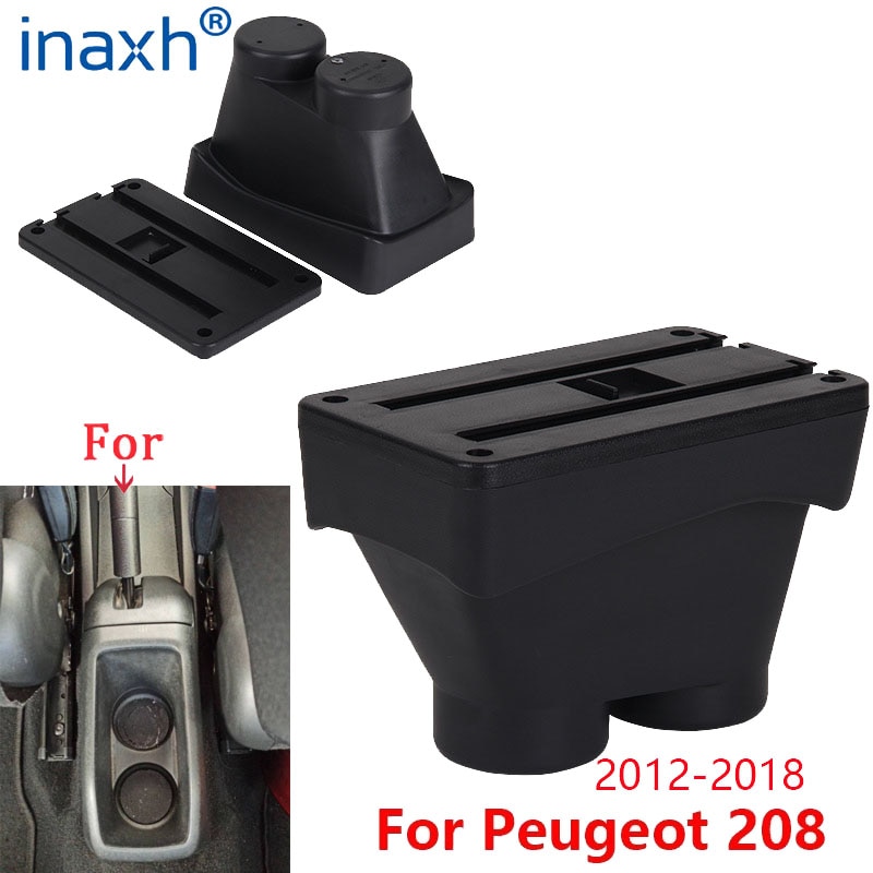 Für Peugeot 208 Armlehne Kasten Lagerung Kasten Auto Halfter Aschenbecher Innen zubehör nachrüsten teile USB
