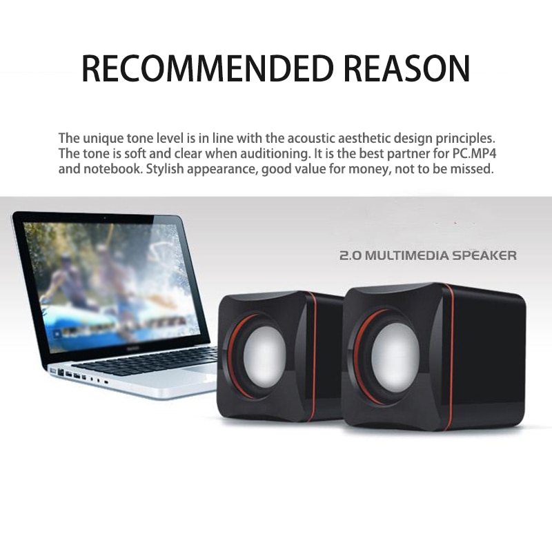 Draagbare Stereo Computer Laptop Mini Speaker 3.5mm Audio Jack Voor Laptop Desktop Kleine Vierkante USB Subwoofer Audio Muziekspeler
