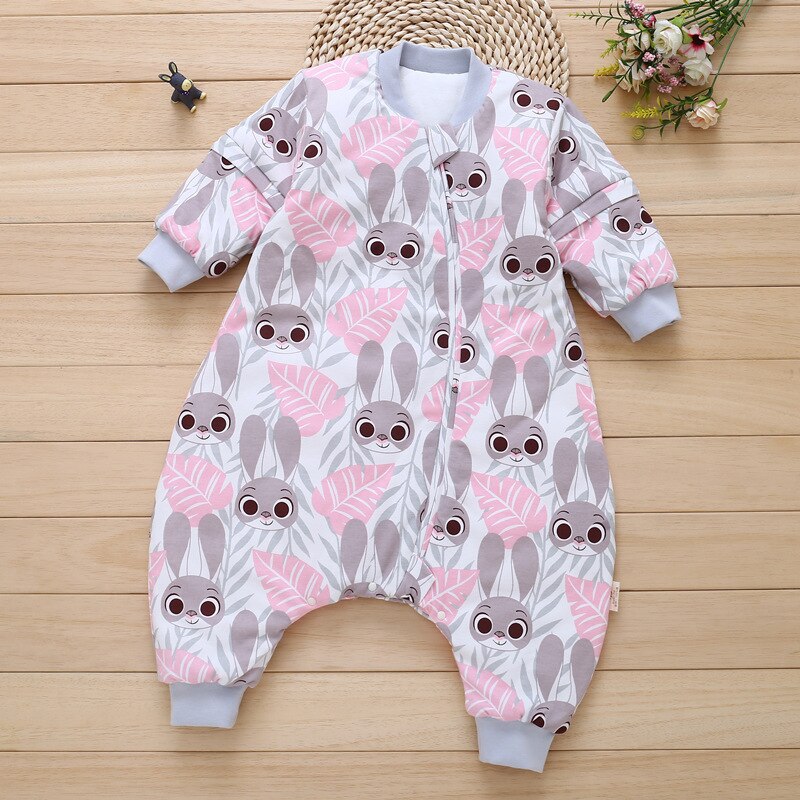 Pasgeboren Baby Jongen Meisjes Lange Mouw Romper Bodysuit Slaapzak Pyjama Outfit Baby Katoenen Overall Slaapzak: Stay MOE rabbit / 6m