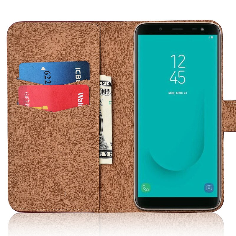 For Samsung J6 Cover Wallet Flip Case Leather Fitted Case For Para On Samsung Galaxy J6 J600 J600F SM-J600F Coque