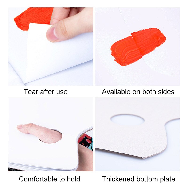 Toner Papier Wegwerp Palet 36 Vellen 65G/㎡ Geen Schone Olieverf Palet Tear In Staat Ovale Hand gat Palet