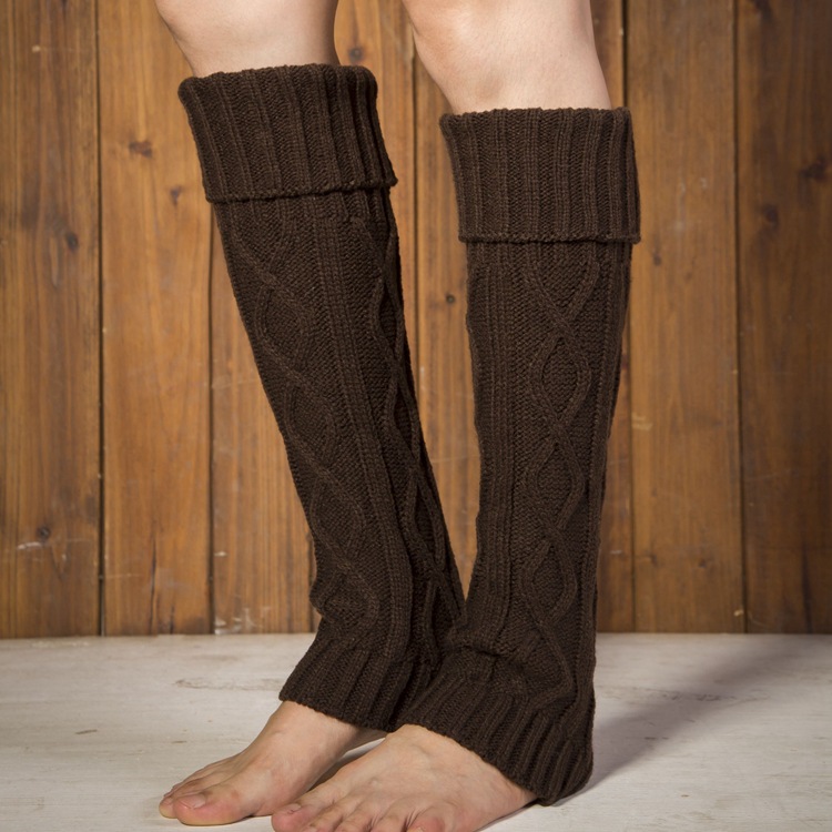 Vinterstrikket ull varme leggings vintage lingge ensfarget termisk varme lange sokker furry benvarmere kvinner