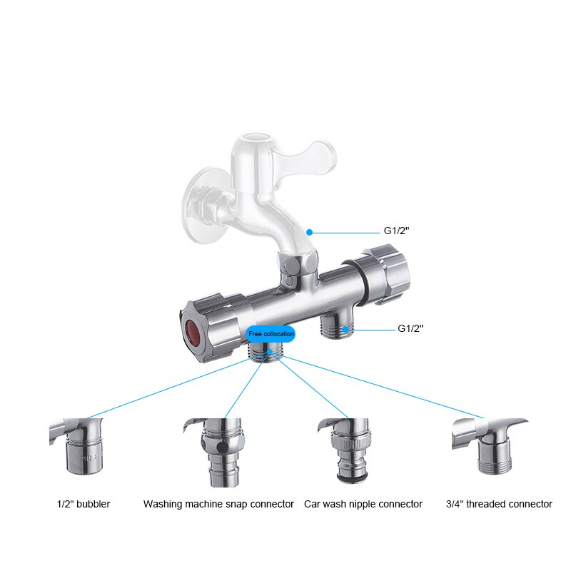 3 Way Filling Valve 1/2'' Male Thread Irrigation Water Tap Diverter Multi-Function Copper/304 Stainless Steel Triangle Valve