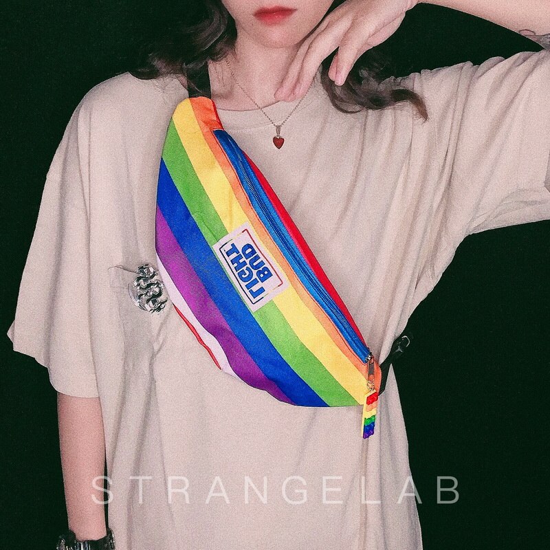 Rainbow Steam Wave German Y2k Millennial Girl Chest Bag Waist Bag Underarm Bag Nightclub Cool Messenger Bag Width: 42cm