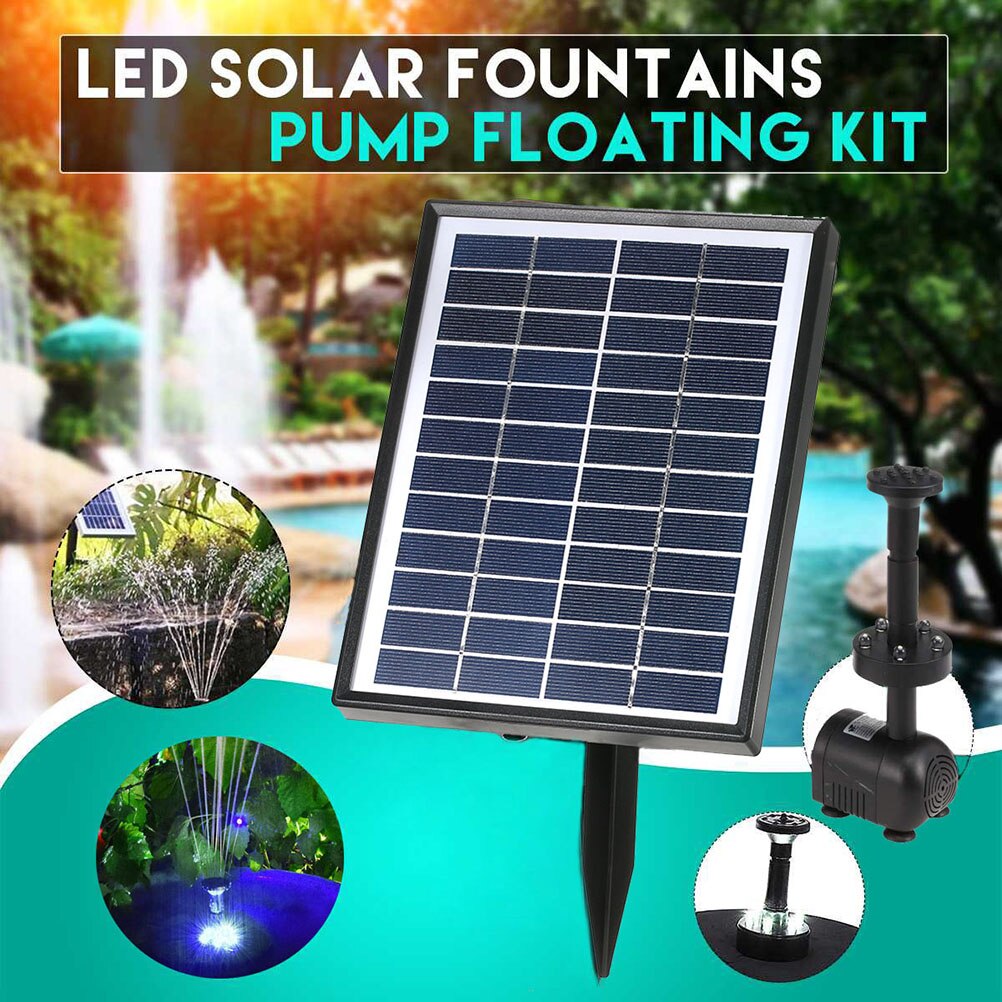 2.8 W LED Solar Water Pump Standing Submersible Water Fountain for Pond Pool Aquarium Fountains Spout Garden Patio