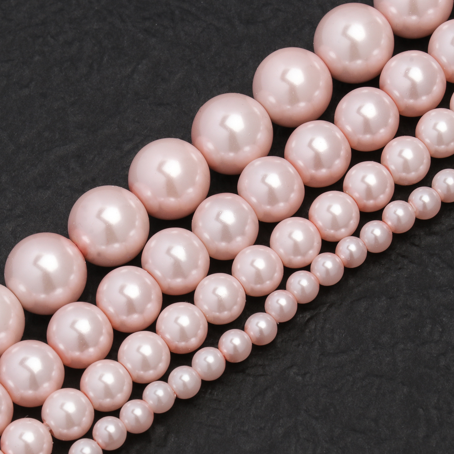 de cuentas de perlas de imitación de vidrio, cuentas espaciadoras de color rosa claro para fabricación de joyería, accesorios de pulsera Diy 4 6 8 10mm