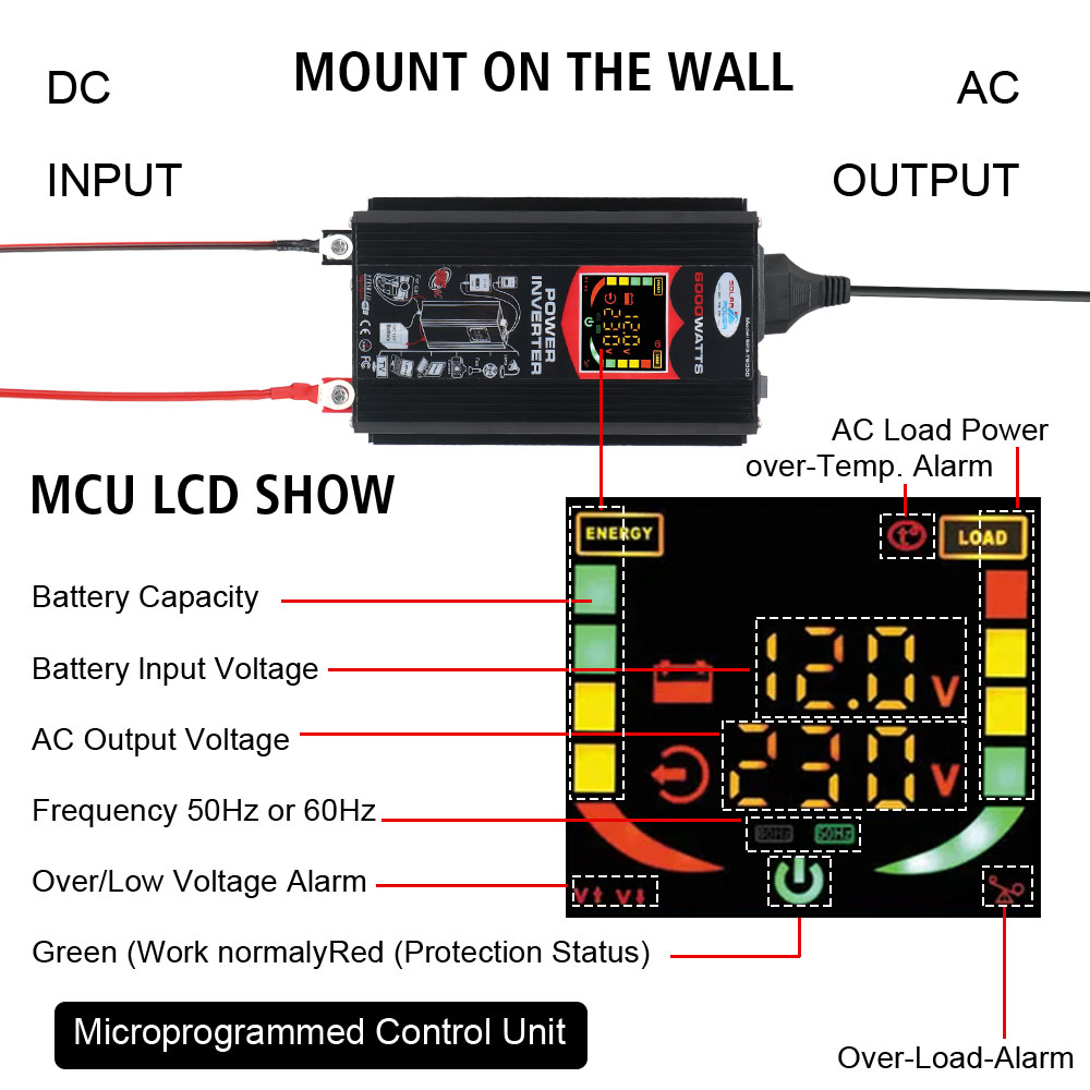 DC 12V To 220V Socket With 4.2A USB Car Power Invertor Car Accessories Vehicle-Mounted Household AC Converter Universal 6000W