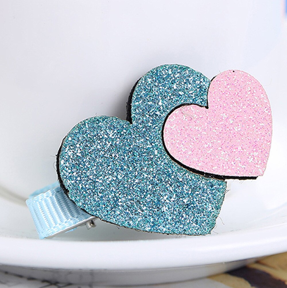 2pcs Baby Headband Girls Toddler Infant Kids Heart Pattern Hairpin Hair Clip Accessories Baby Hair Accessories Шапка Детская: Blue 