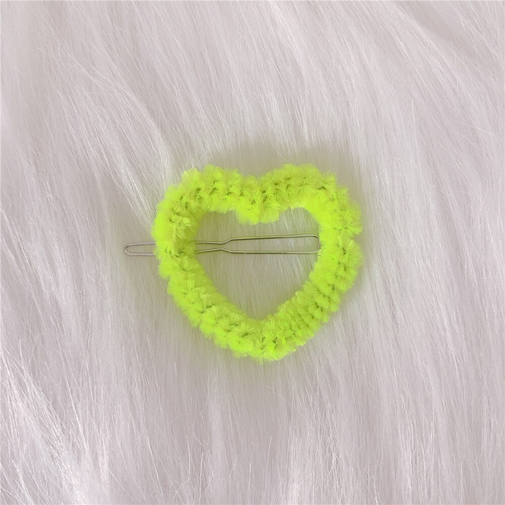 Kolorowe pluszowe niewypełnione serce Out spinki do włosów dla kobiet dziewczyna śliczne Harajuku Vintage akcesoria do włosów prezenty oświadczenie Trendy biżuteria: green 2