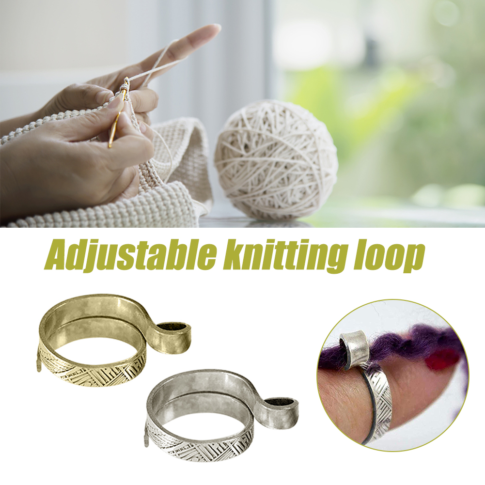 Braided Yarn Guide Retro Finger Holder Craft Sewing Portable Crochet Ring Adjustable Knitting Loop Accessories DIY Decoration
