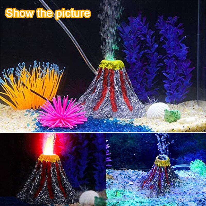 Aquarium Volcano with Air Bubbler, Realistic Fish Tank Volcano Ornaments Bubble Maker, Great Addition to Fish Tank Aquarium