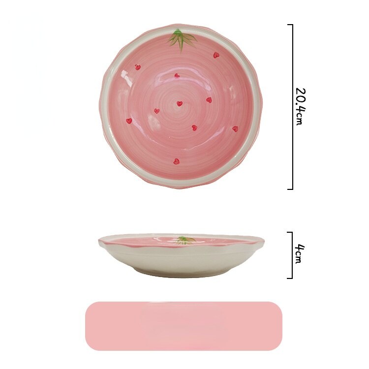 Ceramic Pink Strawberry Decorative Plate Jewelry Dish Plate Living Room Office Decoration Tableware Breakfast Bowl Home Decor: D
