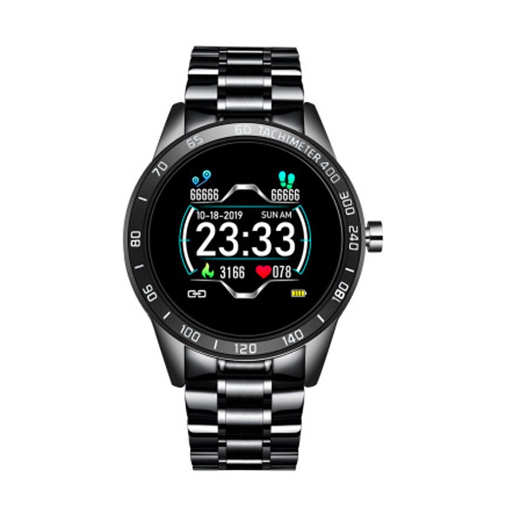 Stalen band multifunctionele smartwatch informatieherinnering meerdere sportmodellen smartwatch detectie met één klik: Zwart
