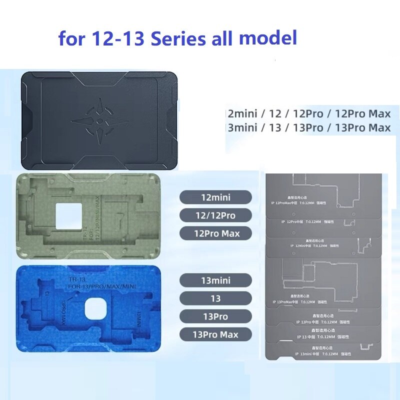 14in1 MasterXu XinzhiZao XZZ V10 V14 BGA Reballing Kit Planting Tin Template Middle Frame for iPhone X XR Xs 11 12 13 Pro Max: iP12-13 series