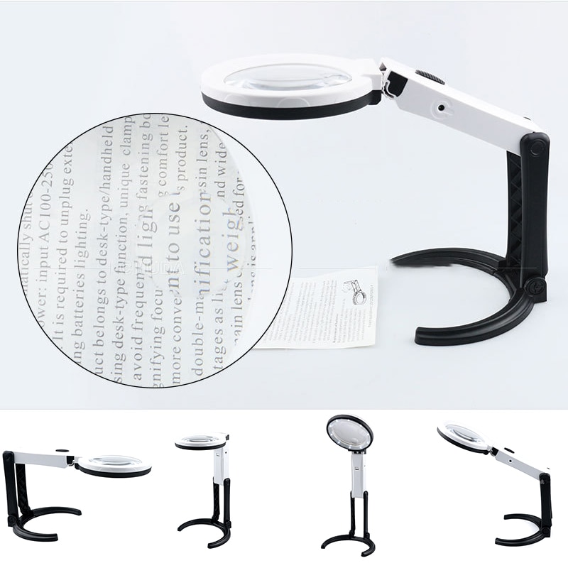 Vergrootglas met led-lampje, opvouwbaar bureauloep, multifunctionele leesloep voor lasreparaties