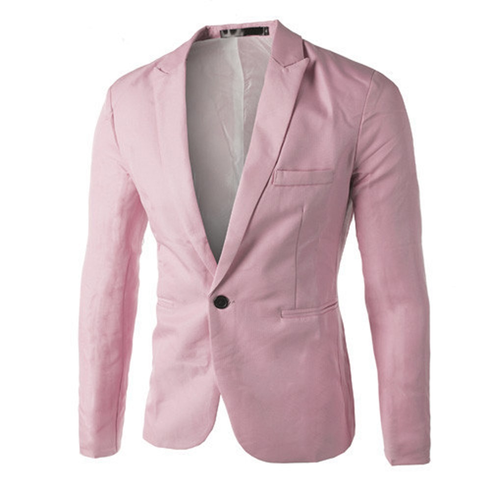 Charm herre hvid sort pink blå casual slim fit en knap forår efterår jakkesæt blazer frakke jakke toppe herre
