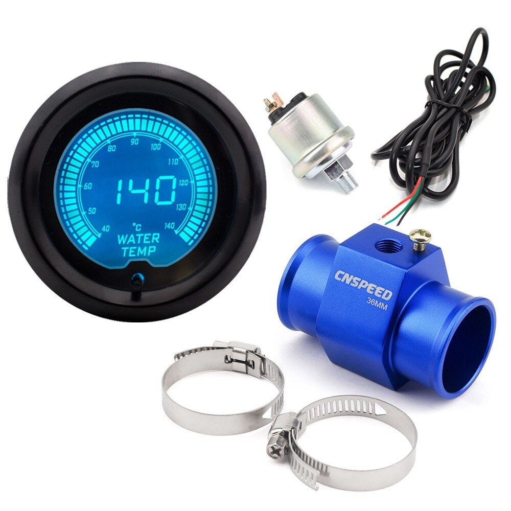 2 " 52mm evo 7 farve lcd 40-140 grader celsius vand temperatur meter vand temperatur meter med sensor & sensor adapter: Med 36mm