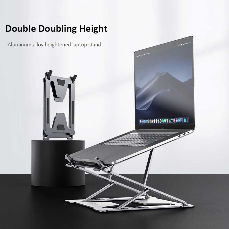 Aluminium Verstelbare Opvouwbare Laptop Stand Antislip Dubbele Hoogte Draagbare Laptop Houder Voor Macbook Pro Air Notebook Pc
