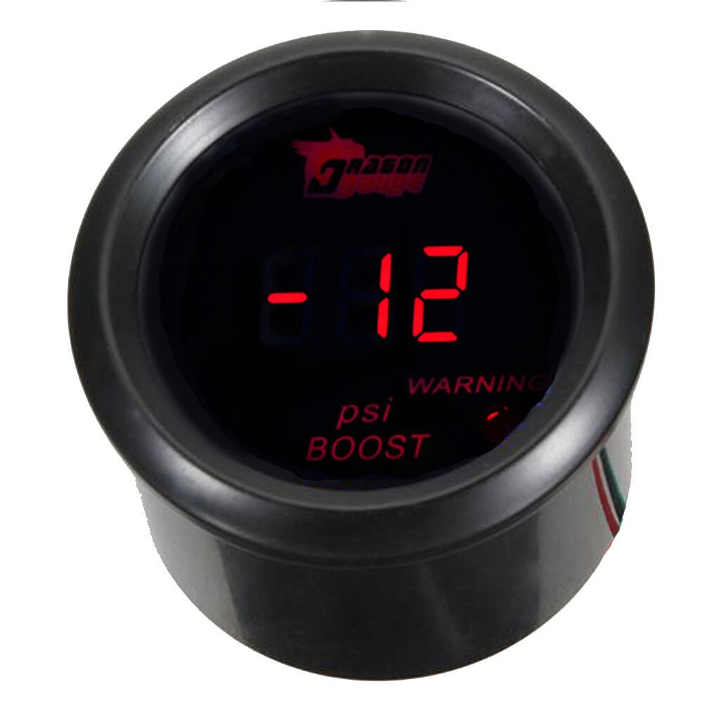 EE. UU. Soporte para coche, accesorios universales de 2 &quot;, 52mm, reloj Digital de carcasa negra, LED rojo, PSI, Turbo Boost, manómetro