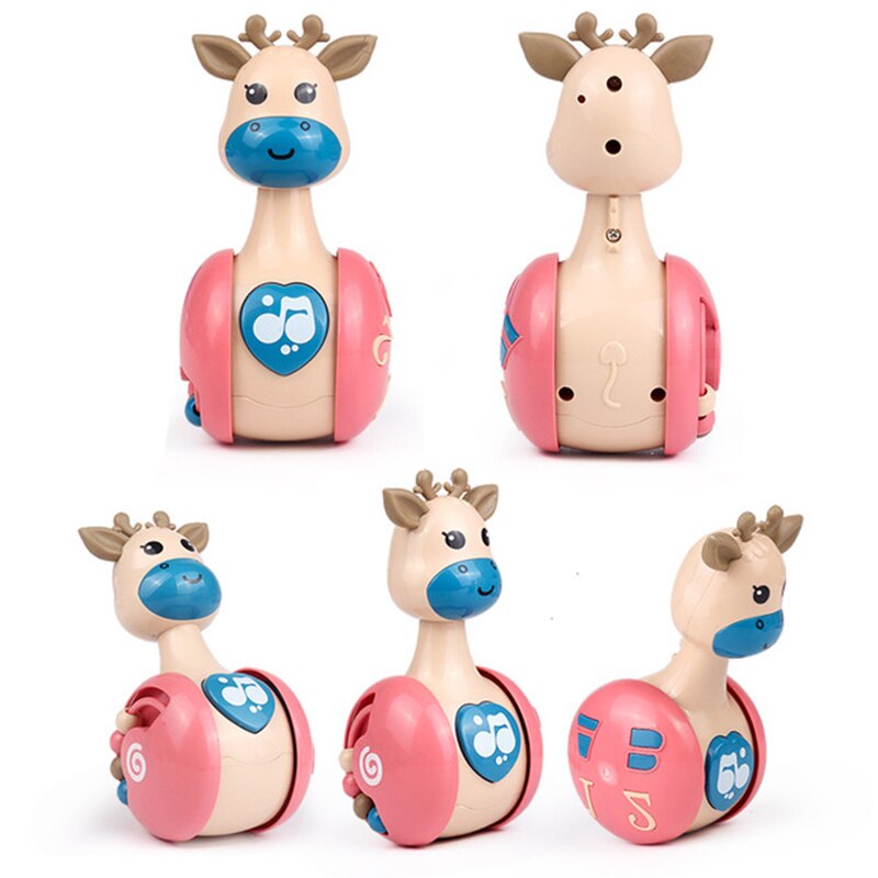 Sliding Deer Baby Tumbler Rattle Learning Education Toys Newborn Teether Infant Hand Bell Mobile Stroller Music Roly-poly Toy