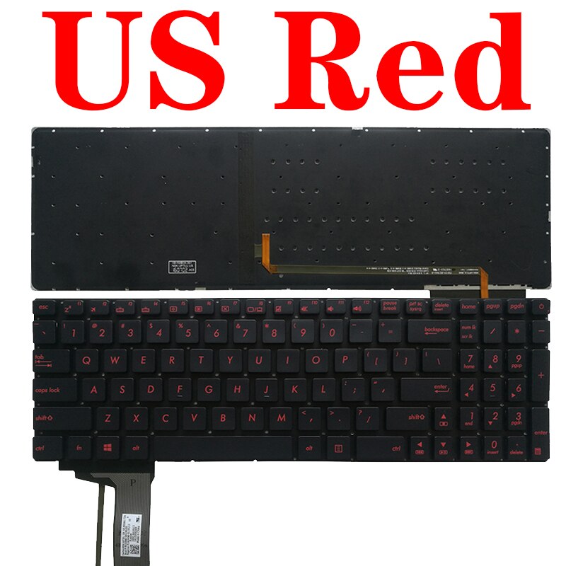 US/Latin/Hungarian/French/Czech/keyboard FOR ASUS GL551 GL551J GL551JK GL551JM GL551JW GL551JX N552 N552VX N552VW N552V: US  Red