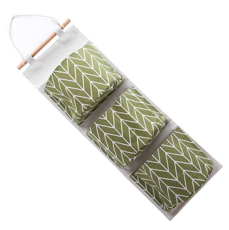 Organizador de lino y algodón para colgar en la puerta de la pared, bolsas de almacenamiento para decoración del hogar, armario, cosméticos, juguetes, 3 bolsillos