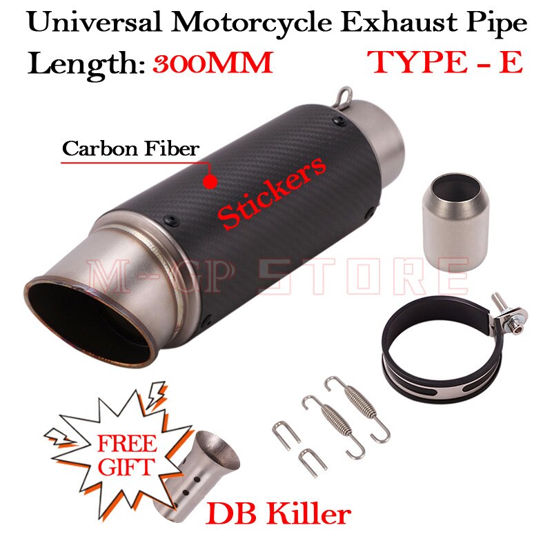 51MM Motorcycle Short Exhaust Slip On Universal Modified Moto Escape DB Killer Muffler For S1000RR Z900 CBR1000 R3 R25 MT07 MT09: TYPE-E