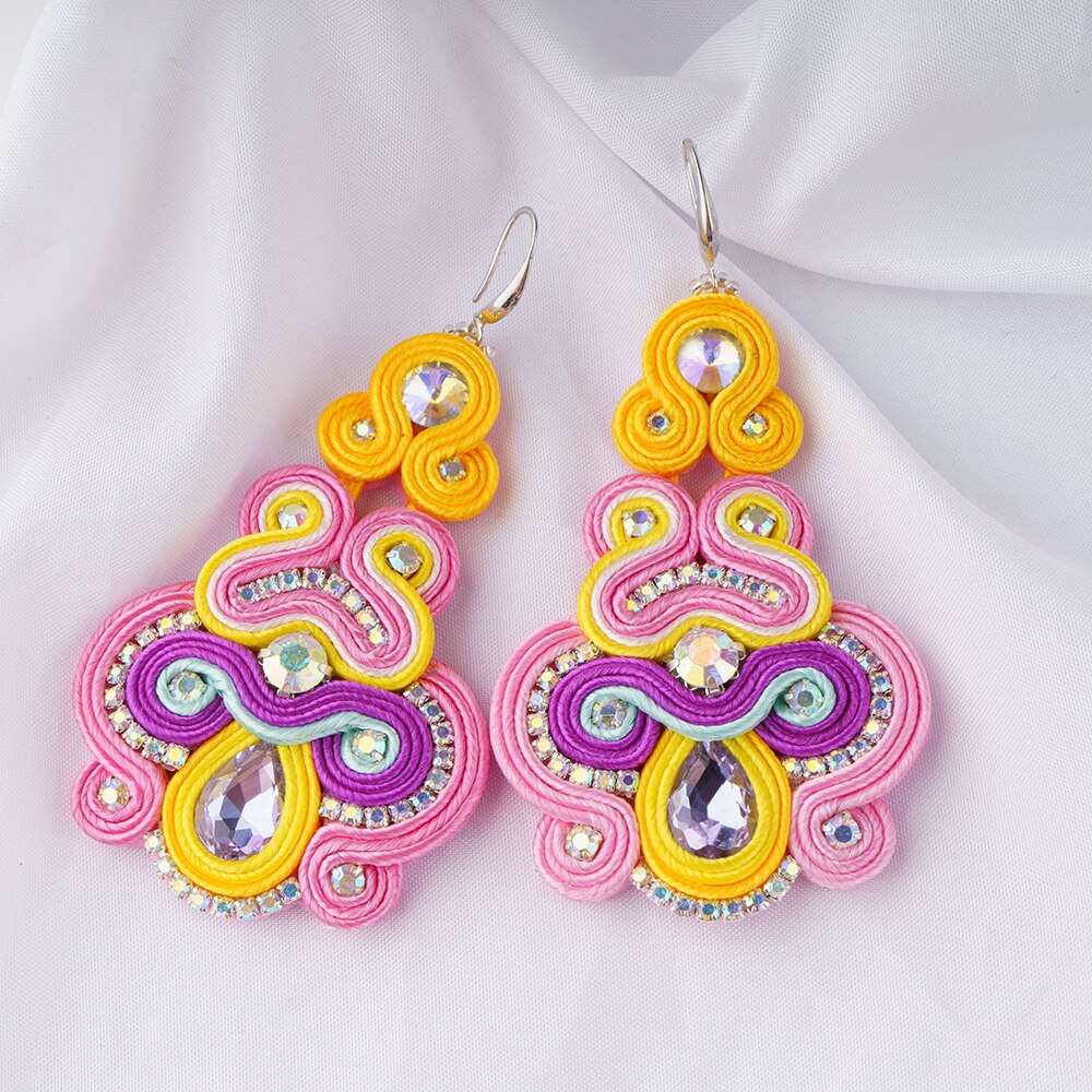 KPacTa-pendientes hechos a mano para mujer, aretes de estilo étnico, accesorios de decoración de cristal, joyería Bohemia,