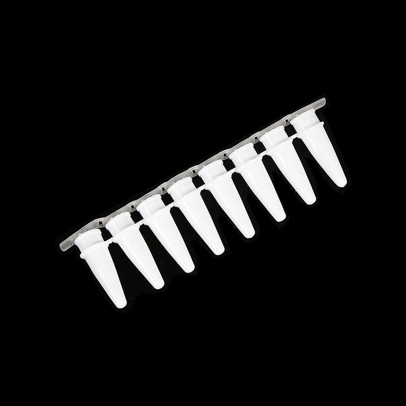 Pcr-rør 0.1ml pcr 8- sentrifugerørstrimler med deksel porselen hvitt mikroplastrør til agarose-geneksperiment