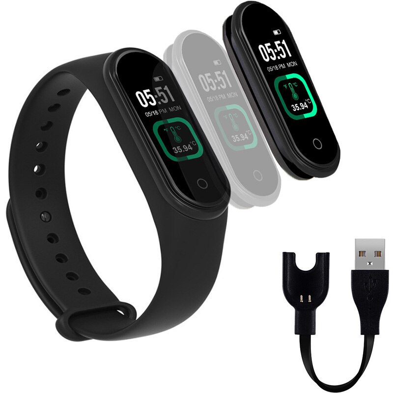 Verbeterde Lichaamstemperatuur Smart Armband Polsband Met Hartslagmeter Ultralight Stappenteller Alarm Fitness Smart Band