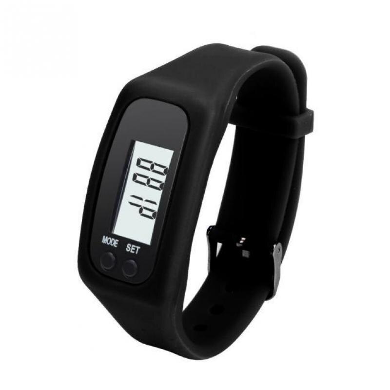 Digital LCD Pedometer Run Step Walking Distance Calorie Counter Sport Watch Bracelet Running Walking Stride Meter Wristband: Black