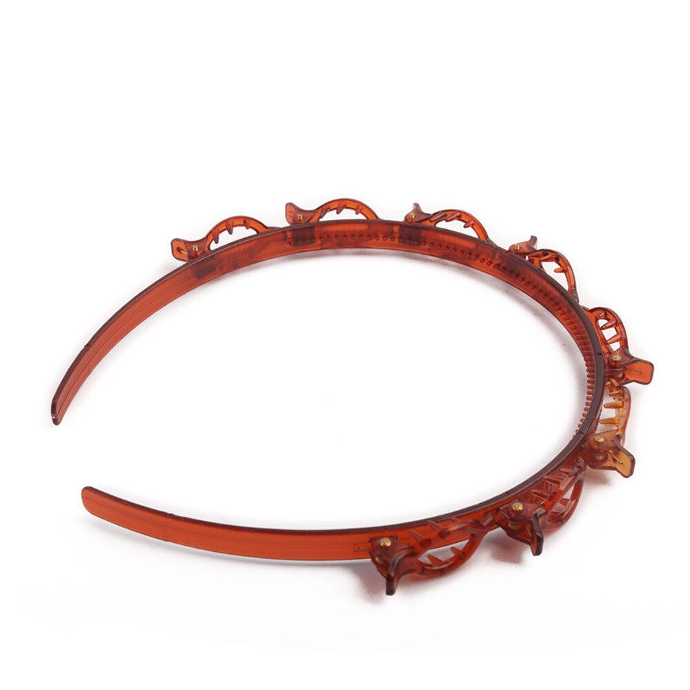 Unisex alice haarband hoofdband mannen vrouwen sport haarband metalen hoepel dubbele pony kapsel haarspeld x'mas: Bruin