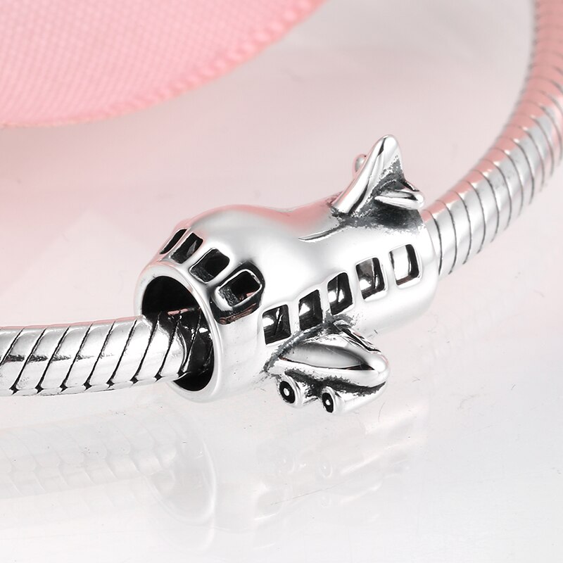 925 Sterling Silver Hollow out jet Plane Beads Fits Original European Women Bracelet Necklace Jewelry making