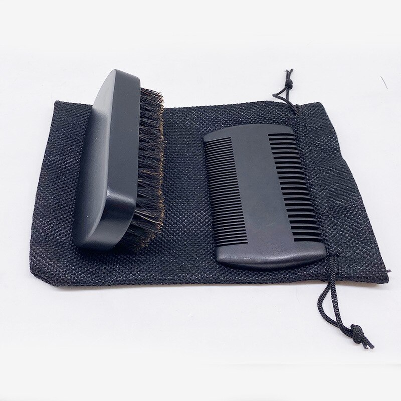 Kit de brochas de afeitar de madera para hombre peine de barba tijeras pelo de cepillo de cerdas suaves herramienta de forma de pelo de bigote con cabeza de aceite para hombre barberia herramientas: B
