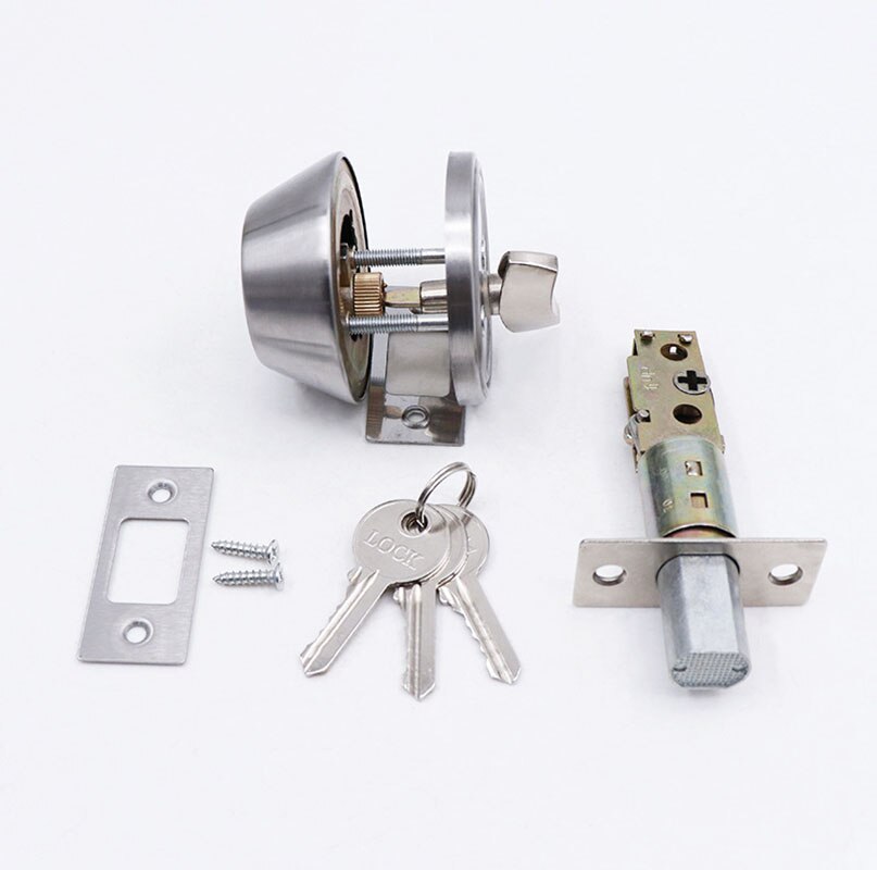 Home Door Locking Security Single Cylinder Deadbolt Lock Silver Tone