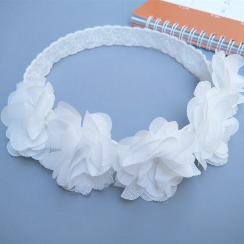 Baby Headband Flowers Girls Pink Ribbon Hair Bands Handmade Headwear Hair Elastic Tiara For Girl Newborn Babies Hair Accessories