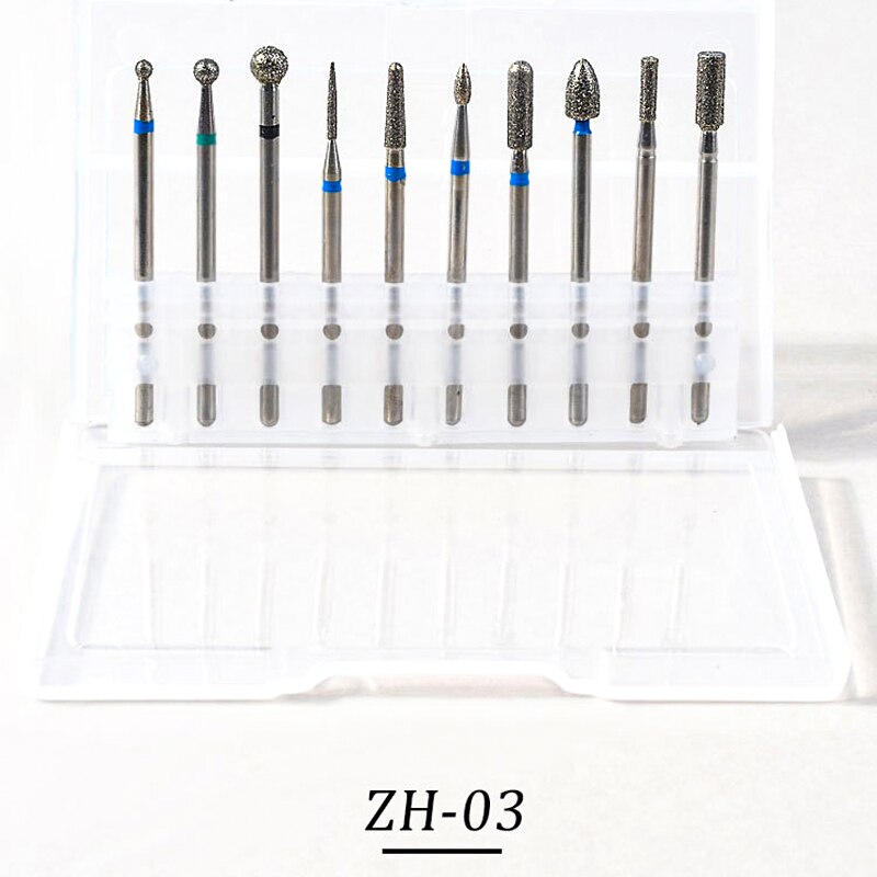 10 Stks/set Wolfraam Staal Legering Slijpen Bit Keramische Nail Bits Cuticle Schoonmaken Diamant Nagel Boor Set Pedicure Manicure Tool: ZH-03