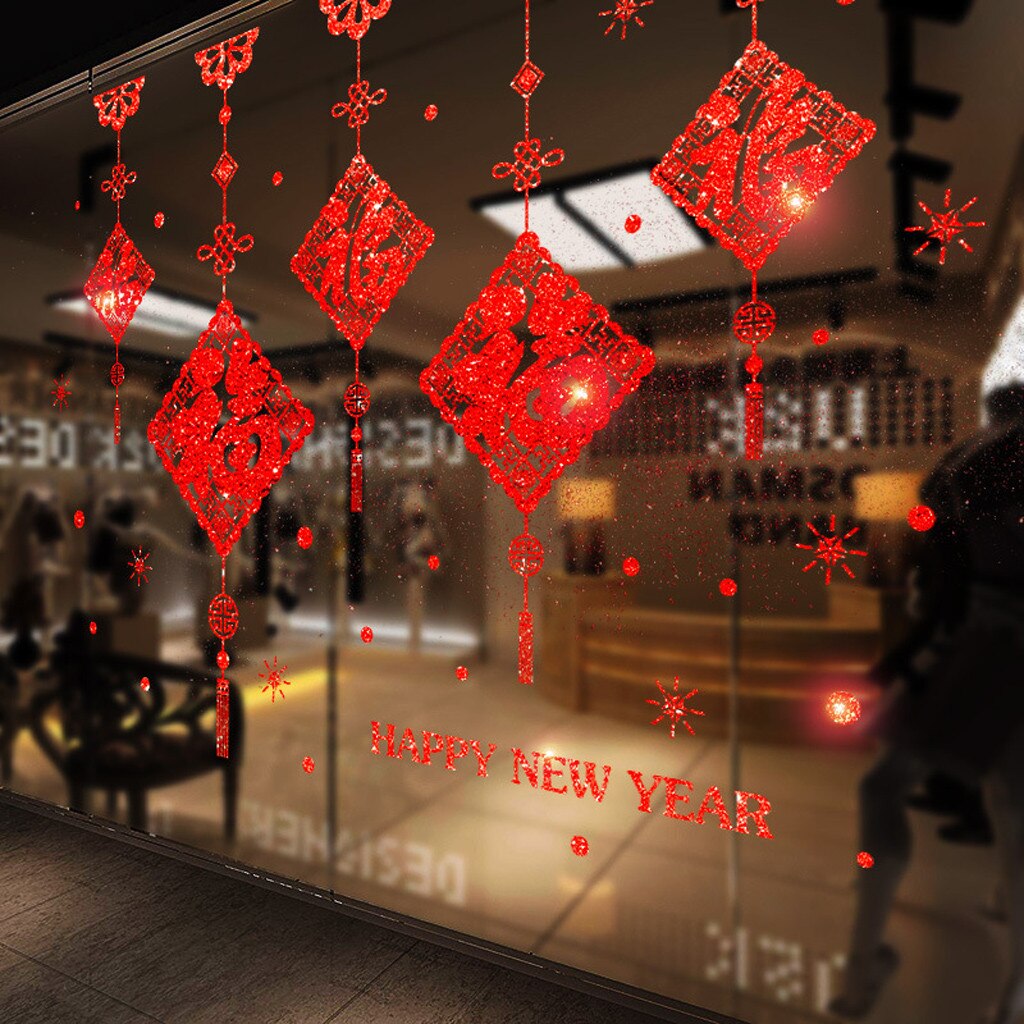 Chinese Year Wall Decal Spring Festival Sticker Fu Character Lantern Red Sticker personality Leisure Convenience practical