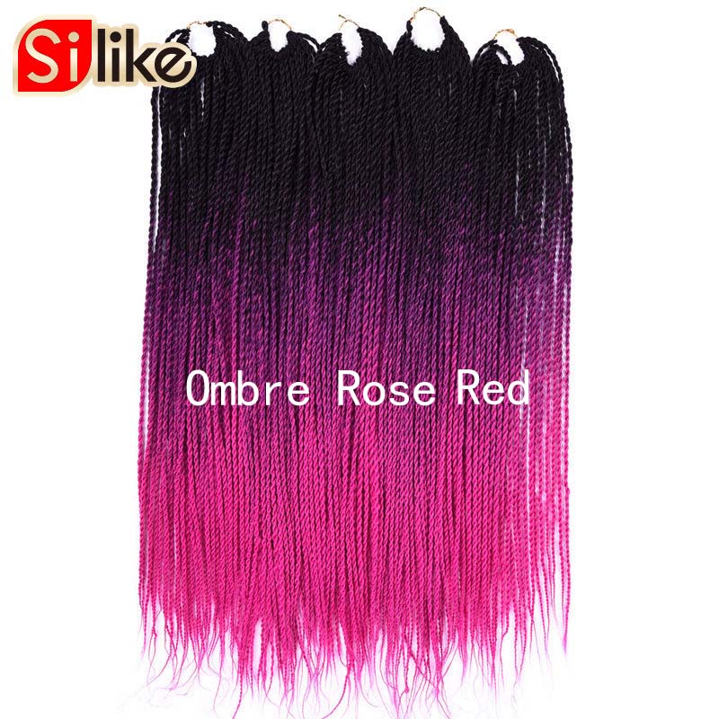 Silike 24 inch Ombre Senegalese Twist Hair Crochet Braids 30 Roots Pre-looped Synthetic Crotchet Braiding Hair for Women: 4/27HL