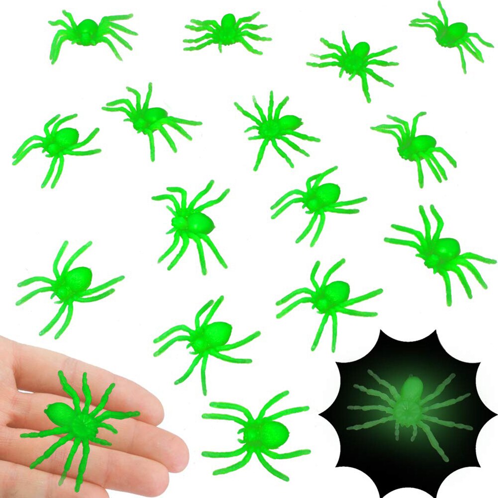 20PCS Mini Luminous Plastic Spiders Simulated Spider Decoration for Halloween Funny Joke Parties House Prop Festival Supplies: Default Title