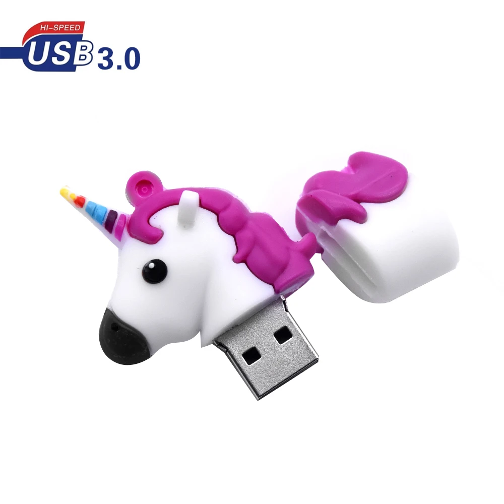 Mini clé USB 3.0, support à mémoire de 4GB 8GB 16GB 32GB 64GB, joli dessin animé licorne, cheval coloré
