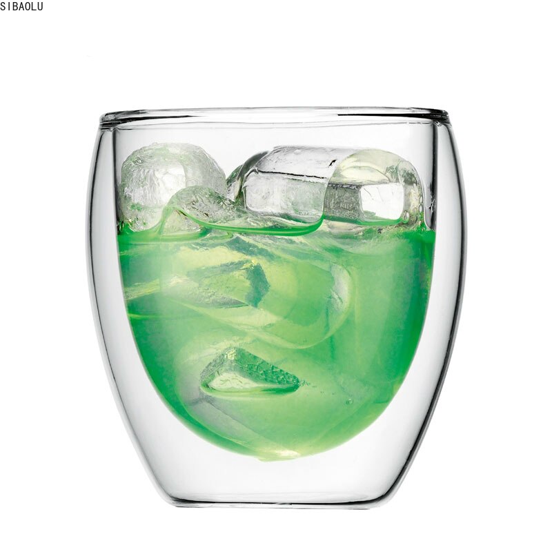 6 Stuks Veel 80Ml Bodum Dubbelwandige Korte Glas Warmte Isolatie Cup Ei Vorm Tasse Home Office Mini Theekopje bril