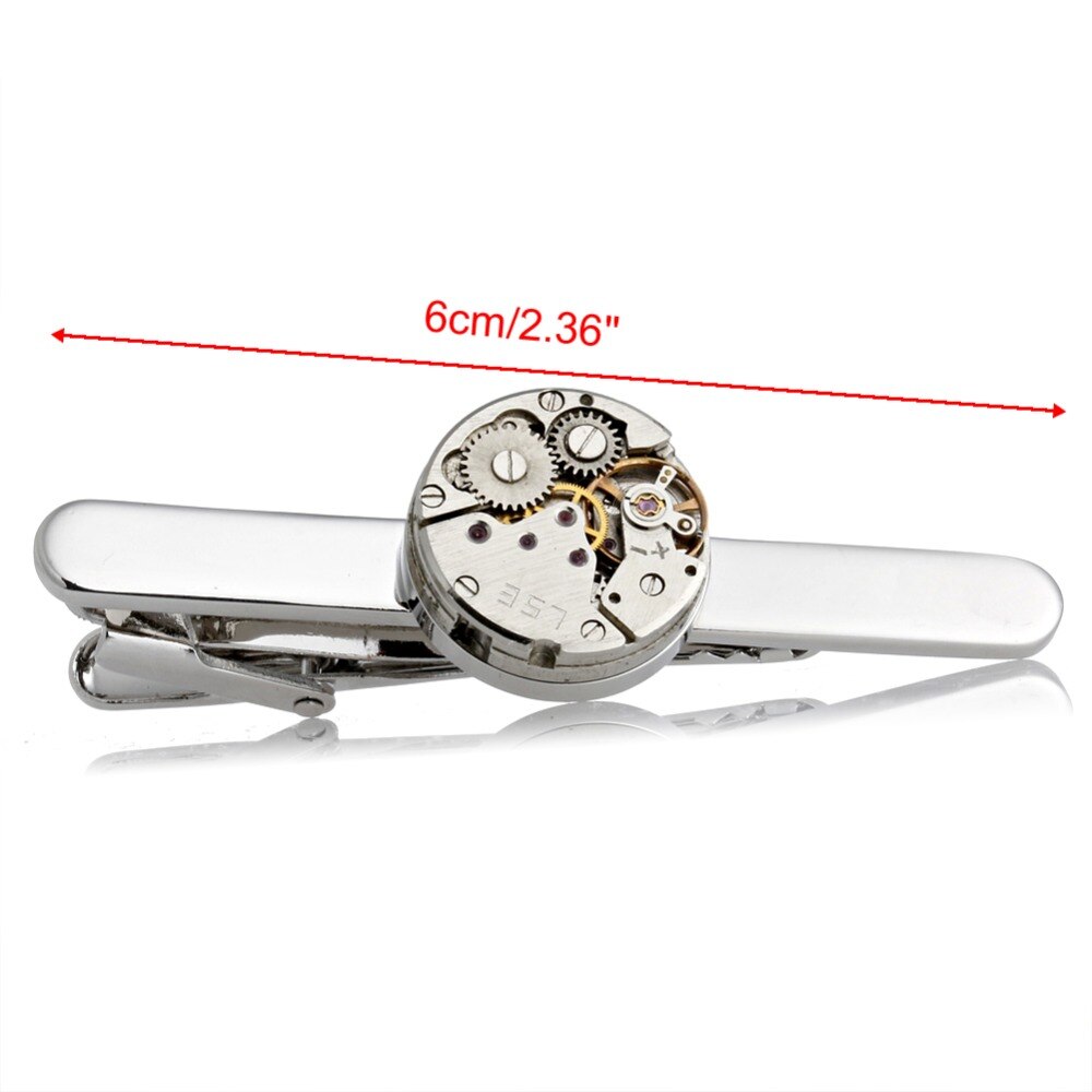 Roestvrij Staal Steampunk Mannen Stropdas Clip Vintage Horloge Beweging Tie Sluiting Tack