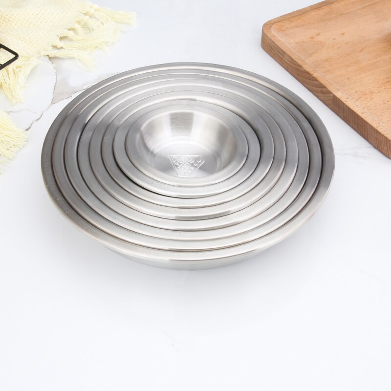 Food grade thick 304 Stainless Steel Seasoning Dish Plate Round Sauce Ketch Rice Container Kitchen Picnic plates dinner plates